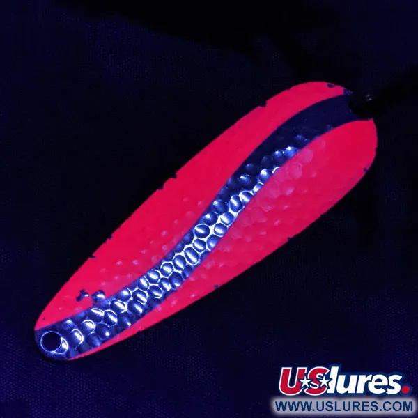 Vintage   Worth Chippewa Steel Spoon UV, 1oz nickel/pink UV fishing spoon #23155