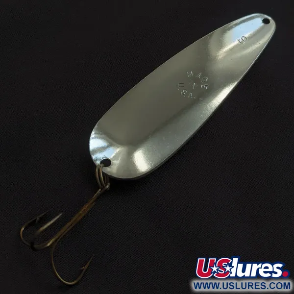 Vintage   Worth Chippewa Steel Spoon UV, 1oz nickel/pink UV fishing spoon #23155