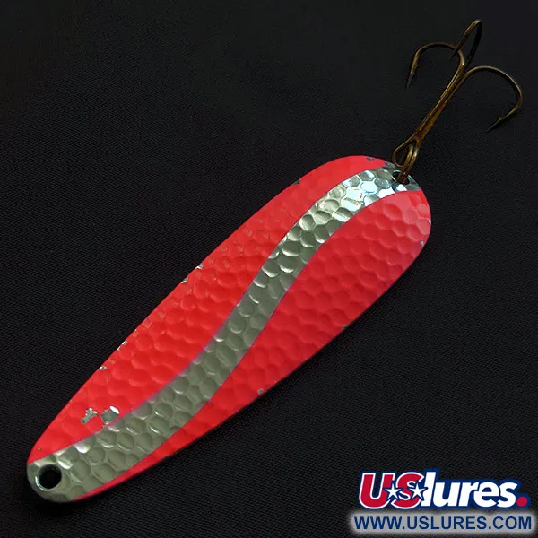 Vintage   Worth Chippewa Steel Spoon UV, 1oz nickel/pink UV fishing spoon #23155