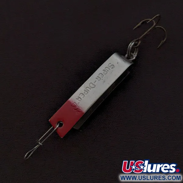 Vintage  Luhr Jensen Super-Duper 502, 3/32oz nickel/red fishing spoon #23158