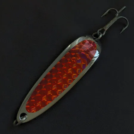 Vintage Luhr Jensen Krocodile #5, 1oz nickel/red fishing spoon #23160