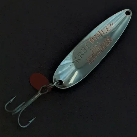 Vintage Luhr Jensen Krocodile #4, 3/5oz nickel/green fishing spoon #23161