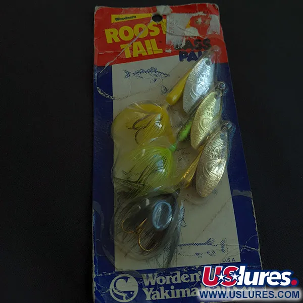  Yakima Bait Worden's Original Rooster Tail Bass Pak, 1/4oz silver/gold/yellow/green spinning lure #23168