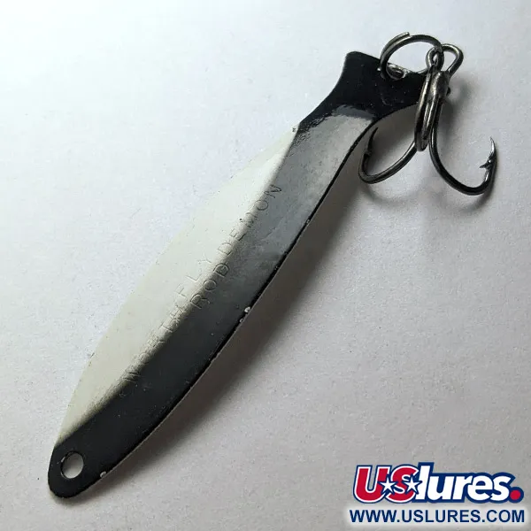 Vintage   Worth Fly Rod Demon, 3/32oz black/white/nickel fishing spoon #23175