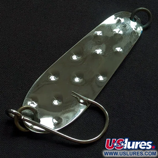 Vintage   Luhr Jensen Alpena Diamond, 1/4oz nickel/blue fishing spoon #23181