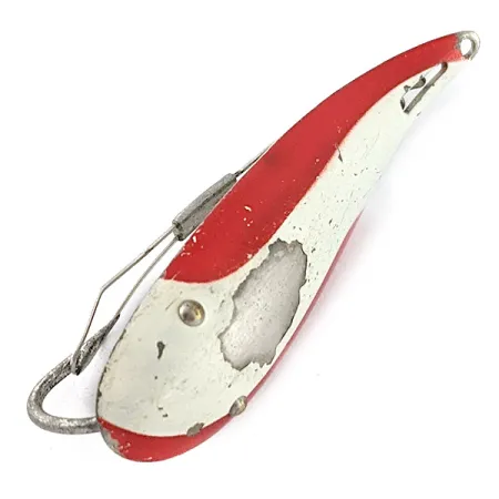 Vintage Weedless Bait Company FISHTRAP, 1/3oz red/white/nickel fishing spoon #23191