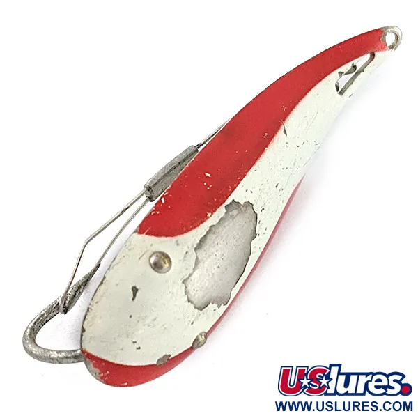 Vintage   Weedless Bait Company FISHTRAP, 1/3oz red/white/nickel fishing spoon #23191