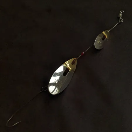 Vintage Marathon June-Bug Tandem Spinner, 1/4oz nickel/red spinning lure #23202