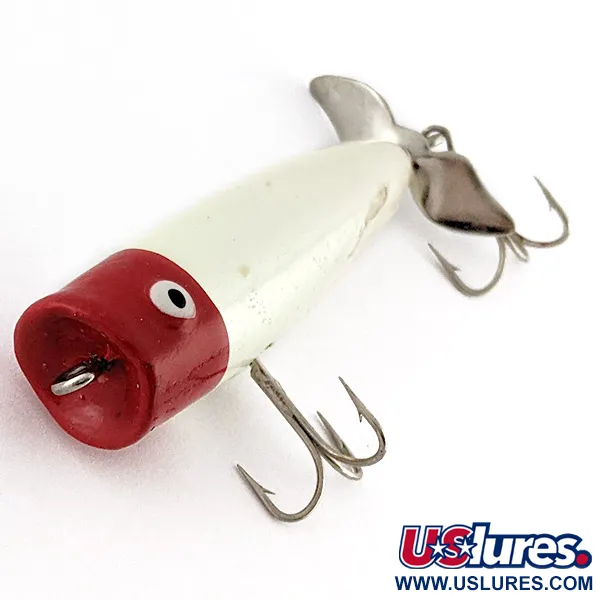 Vintage  Burke Flexo-Products  Burke Pop Top, 1/2oz red head fishing lure #23204