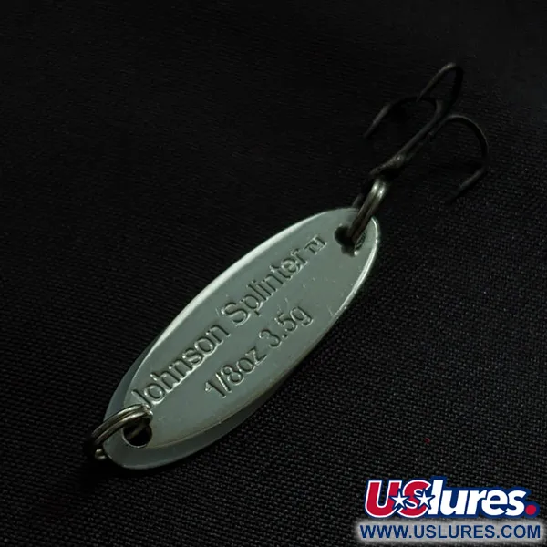 Vintage   Johnson Splinter, 1/8oz nickel/white pearl/green fishing spoon #23215