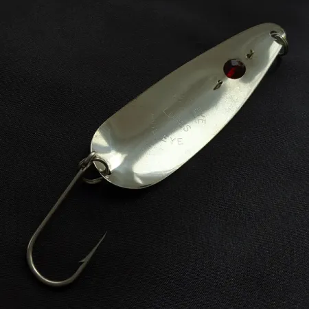 Vintage Red Eye Lures Red Eye Evil Eye, 1/3oz yellow/green/nickel fishing spoon #23219