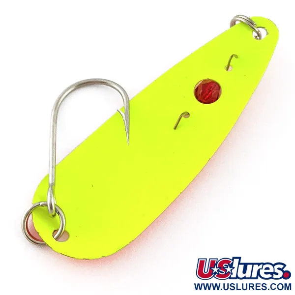 Vintage  Red Eye Lures Red Eye Evil Eye, 3/16oz yellow/orange fishing spoon #23220