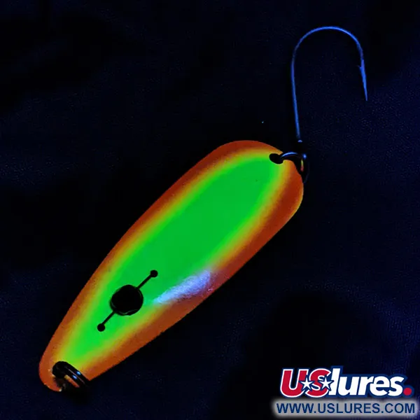 Vintage  Red Eye Lures Red Eye Evil Eye, 3/16oz yellow/orange fishing spoon #23220
