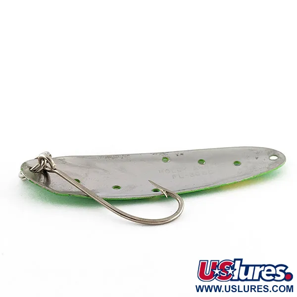 Vintage   Holey Angel FL-3000 UV, 1/4oz nickel/green UV fishing spoon #23228