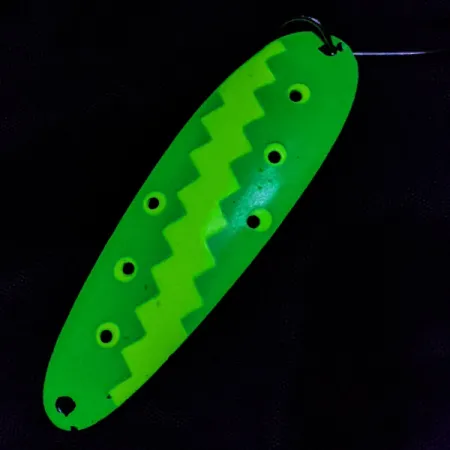 Vintage Holey Angel FL-3000 UV, 1/4oz nickel/green UV fishing spoon #23228