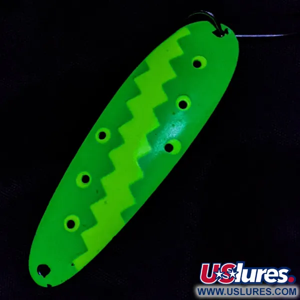 Vintage   Holey Angel FL-3000 UV, 1/4oz nickel/green UV fishing spoon #23228