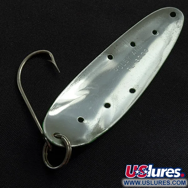 Vintage   Holey Angel FL-3000 UV, 1/4oz nickel/green UV fishing spoon #23228