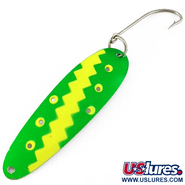Vintage   Holey Angel FL-3000 UV, 1/4oz nickel/green UV fishing spoon #23228