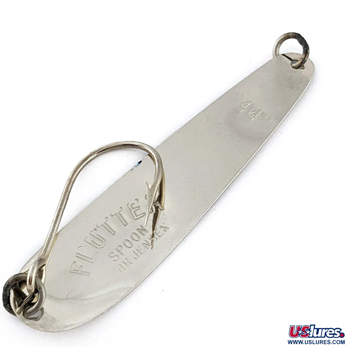 Vintage Luhr Jensen Flutter Spoon 44, 1/8oz nickel/blue fishing