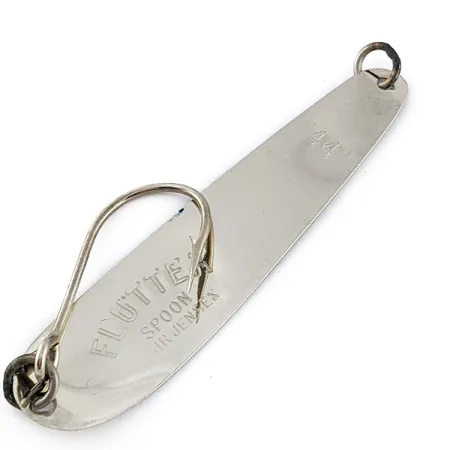 Vintage Luhr Jensen Flutter Spoon 44, 1/8oz nickel/blue fishing spoon #23239