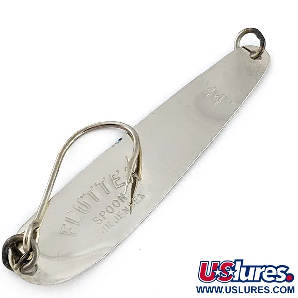 Vintage   Luhr Jensen Flutter Spoon 44, 1/8oz nickel/blue fishing spoon #23239