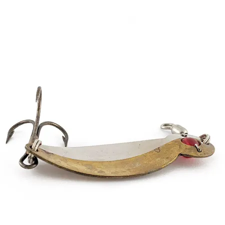Vintage Gibbs One Eye Wiggler, 1/2oz nickel/brass/red eye fishing spoon #23240