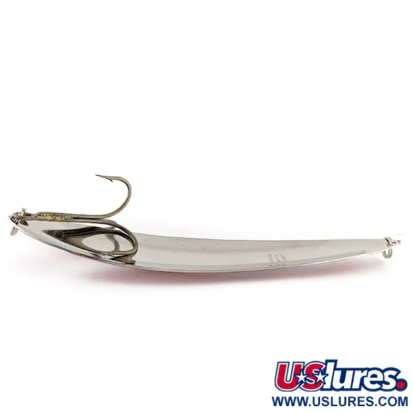 Vintage   Lucky Strike Canoe Wobbler, 1 2/3oz nickel/red/white fishing spoon #23241