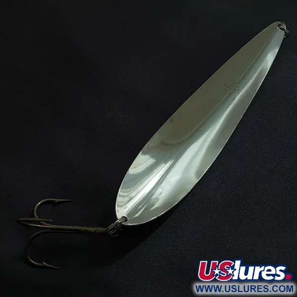 Vintage   Lucky Strike Canoe Wobbler, 1 2/3oz nickel/red/white fishing spoon #23241