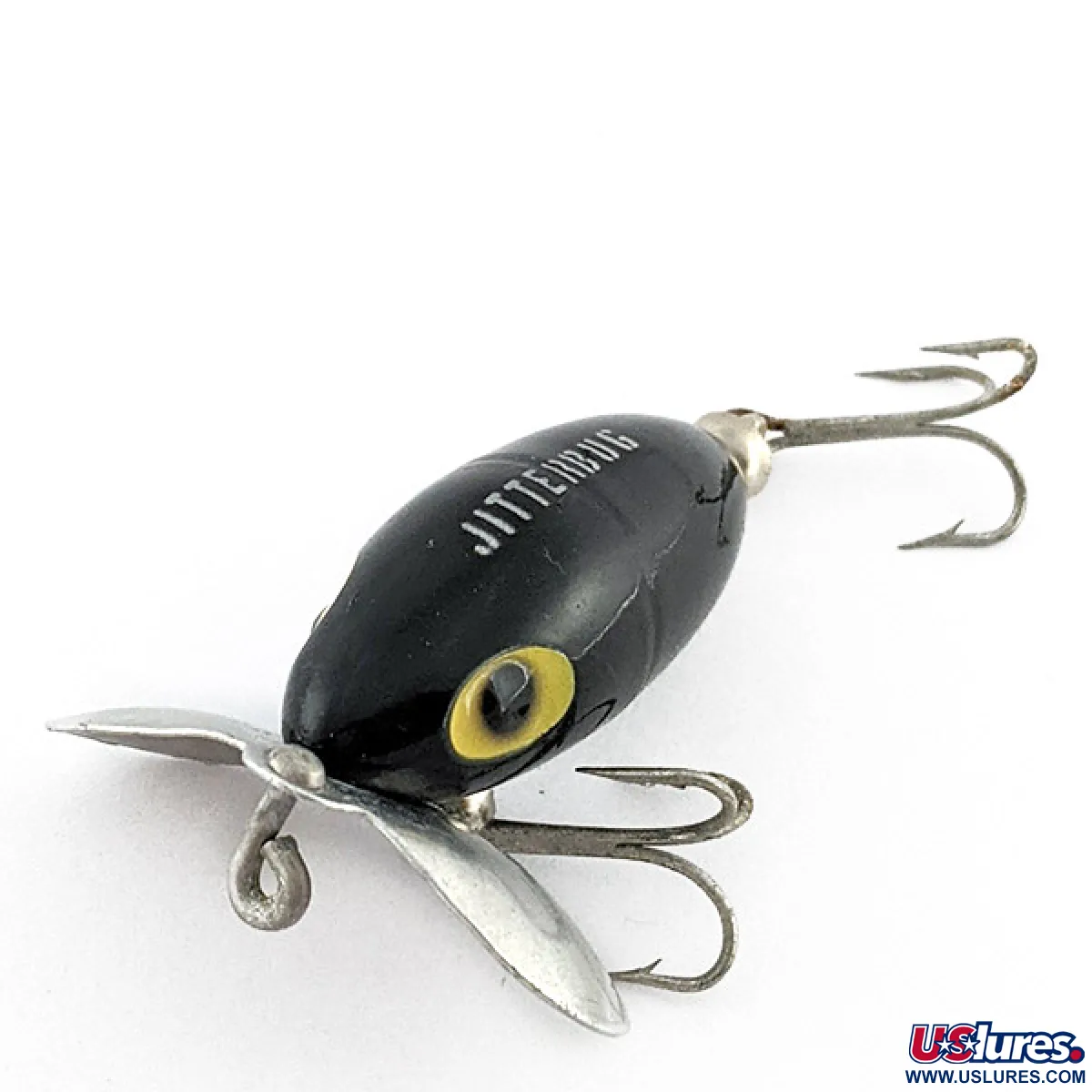 Vintage Fred Arbogast Jitterbug, 1/4oz Black fishing lure #23245