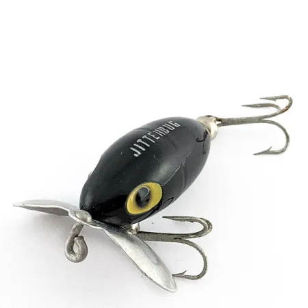 Vintage Fred Arbogast Jitterbug, 1/4oz Black fishing lure #23245
