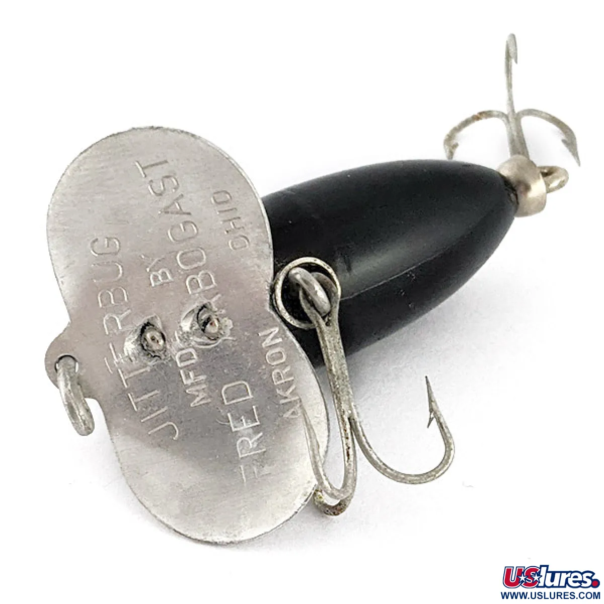 Vintage Fred Arbogast Jitterbug, 1/4oz Black fishing lure #23245