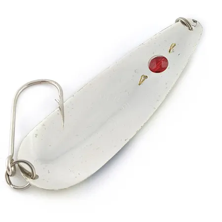 Vintage Red Eye Lures Red Eye Evil Eye Glow, 1/3oz nickel/white/blue Glow - glows in the dark fishing spoon #23247