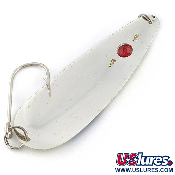 Vintage  Red Eye Lures Red Eye Evil Eye Glow, 1/3oz nickel/white/blue Glow - glows in the dark fishing spoon #23247