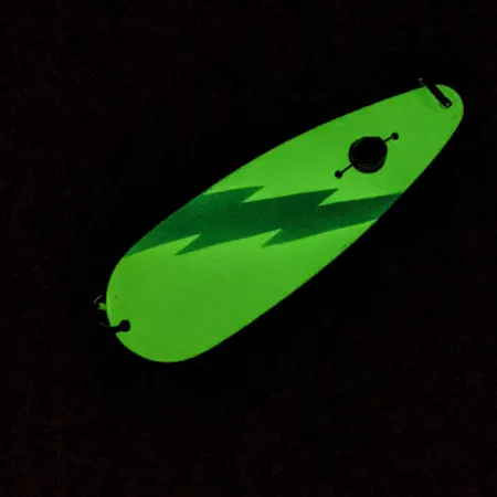 Vintage Red Eye Lures Red Eye Evil Eye Glow, 1/3oz nickel/white/blue Glow - glows in the dark fishing spoon #23247