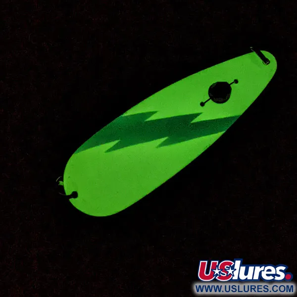 Vintage  Red Eye Lures Red Eye Evil Eye Glow, 1/3oz nickel/white/blue Glow - glows in the dark fishing spoon #23247