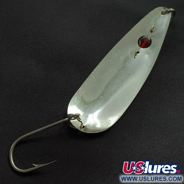 Vintage  Red Eye Lures Red Eye Evil Eye Glow, 1/3oz nickel/white/blue Glow - glows in the dark fishing spoon #23247