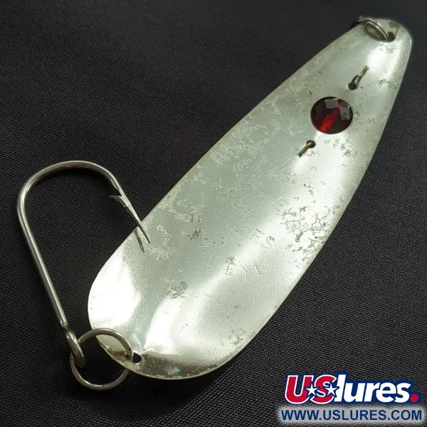 Vintage  Red Eye Lures Red Eye Evil Eye, 1/3oz nickel/black/red fishing spoon #23248
