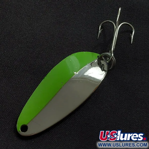 Vintage  Seneca Little Cleo (Hula Girl), 1/3oz nickel/green fishing spoon #23255