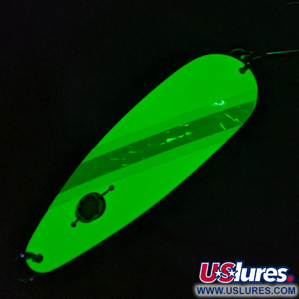 Vintage  Red Eye Lures Red Eye Evil Eye, 1/3oz yellow/green/red eye fishing spoon #23258