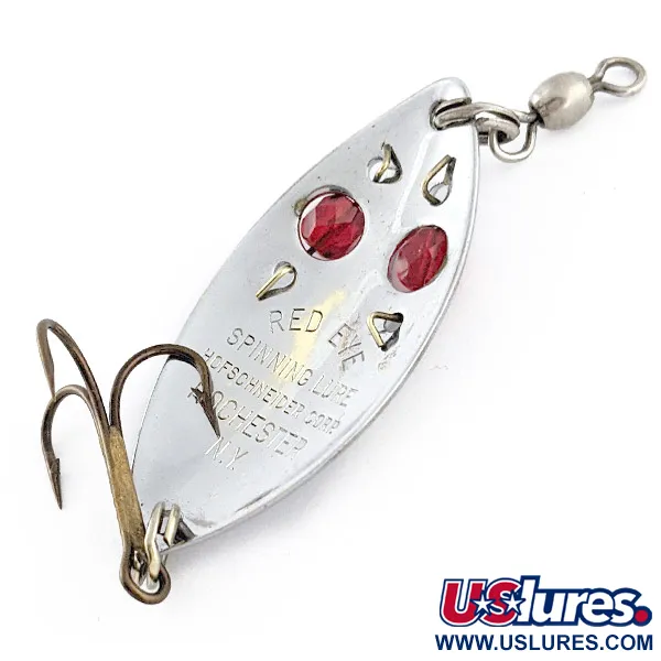 Vintage  Hofschneider Red Eye junior, 1/4oz nickel/red eyes fishing spoon #23266