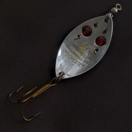 Vintage Hofschneider Red Eye junior, 1/4oz nickel/red eyes fishing spoon #23266
