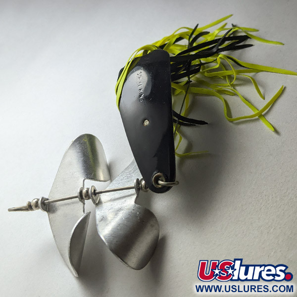 Vintage   Strike King Timber King Weedless Spoon Buzz, 1/2oz black/yellow fishing spoon #23269