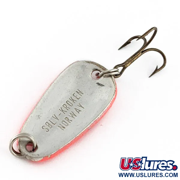 Vintage   Sølvkroken  Nordic, 1/4oz hot pink/silver UV fishing spoon #23271