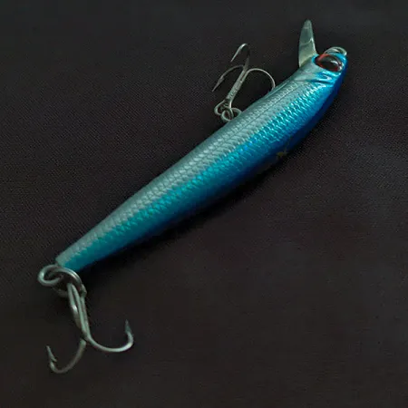 Vintage Bass Pro Shops XPS Lazer Eye Minnow, 3/32oz silver/blue fishing lure #23281