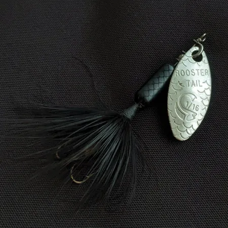 Vintage Yakima Bait Worden's Original Rooster Tail , 3/32oz nickel spinning lure #23302