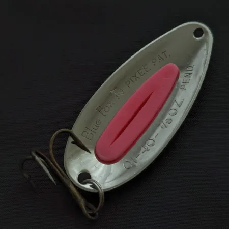 Vintage Blue Fox Pixee UV, 3/4oz nickel/pink UV fishing spoon #23306