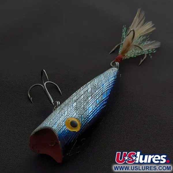 Vintage   Herter's popper, 1/3oz silver/blue fishing lure #23313