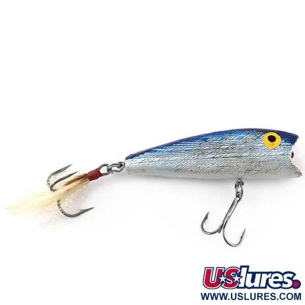 Vintage   Herter's popper, 1/3oz silver/blue fishing lure #23313