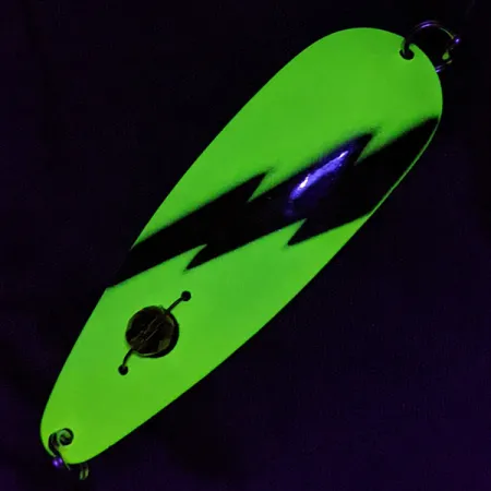 Vintage Red Eye Lures Red Eye Evil Eye, 1/3oz yellow/black fishing spoon #23322