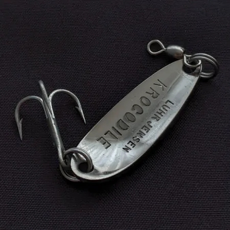 Vintage Luhr Jensen Krocodile, 1/3oz nickel fishing spoon #23323